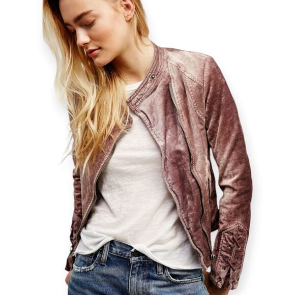 Women's Mauve Leather Jacket - Picture 1 of 16